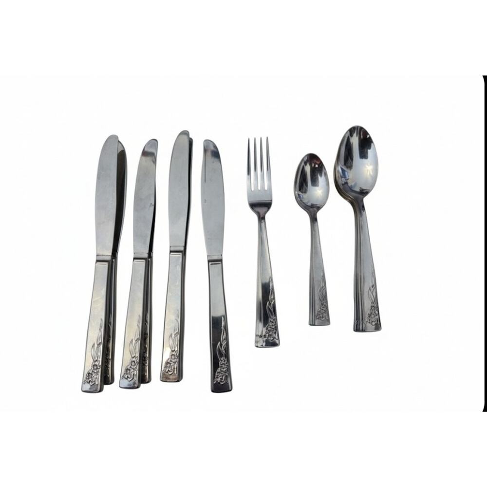 32Pcs 8 Place Setting Oneida COBBLESTONE Daffodil Stanhome Stainless Flatware